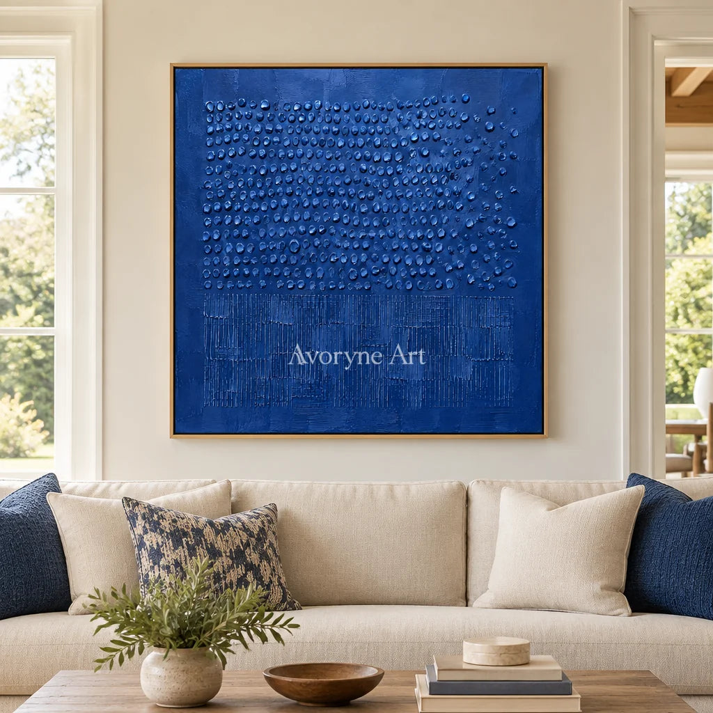 Cobalt Rhythm: Blue Textured Relief Wall Art — villa wood