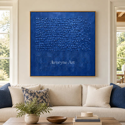 Cobalt Rhythm: Blue Textured Relief Wall Art — villa wood