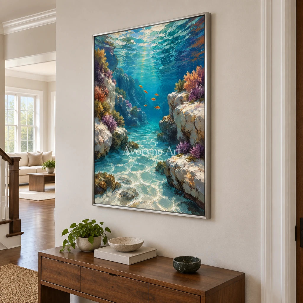 Coral Passage: Blue Underwater Landscape Art — entry silver