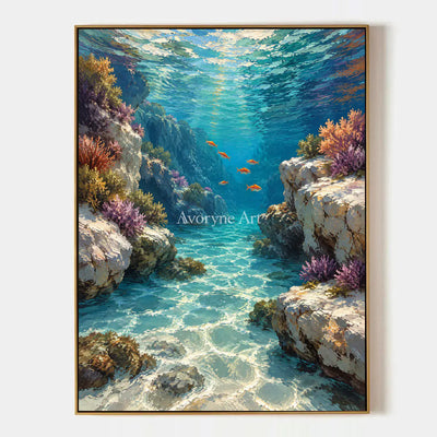 Coral Passage: Blue Underwater Landscape Art — primary