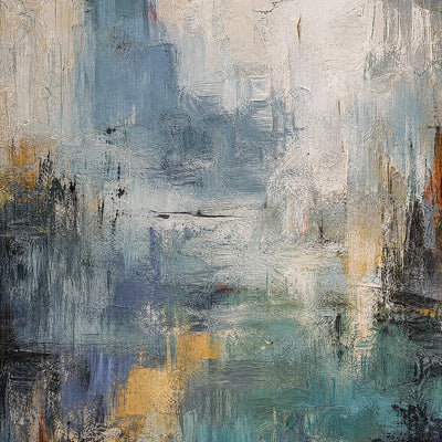 Blue Veil: Abstract Cityscape Wall Art - detail