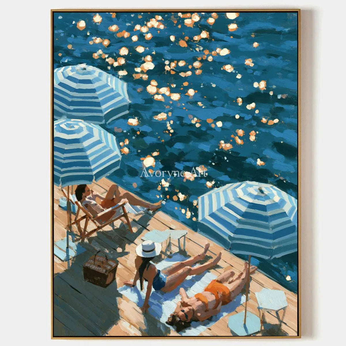 Ivory Amber Solace: Blue Waterside Art — primary