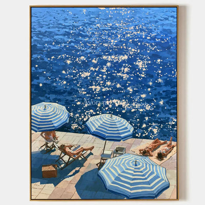 Ivory Amber Meadow: Blue Waterside Art — primary