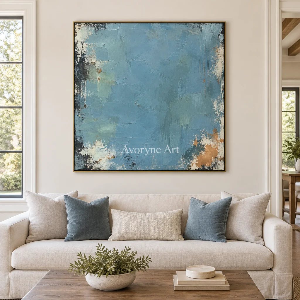 Blue Patina: Blue Weathered Abstract Wall Art — living gold
