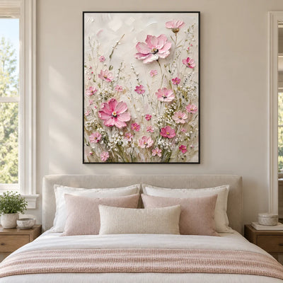 Aster Leaf: Blush Blossom Relief — bedroom black