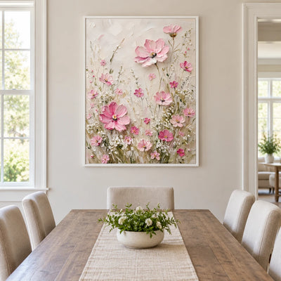 Aster Leaf: Blush Blossom Relief — dining white