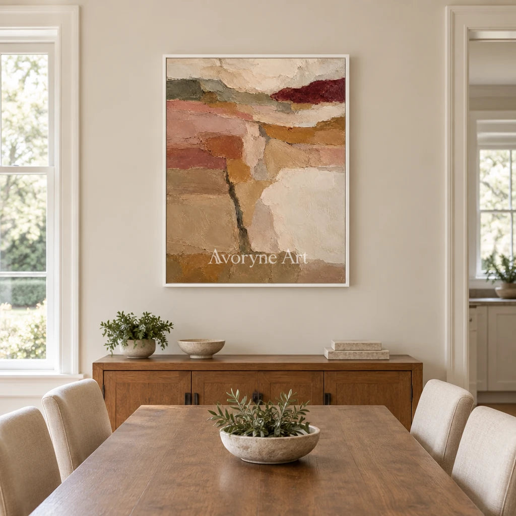 Aster Ridge: Blush Texture Abstract — dining white