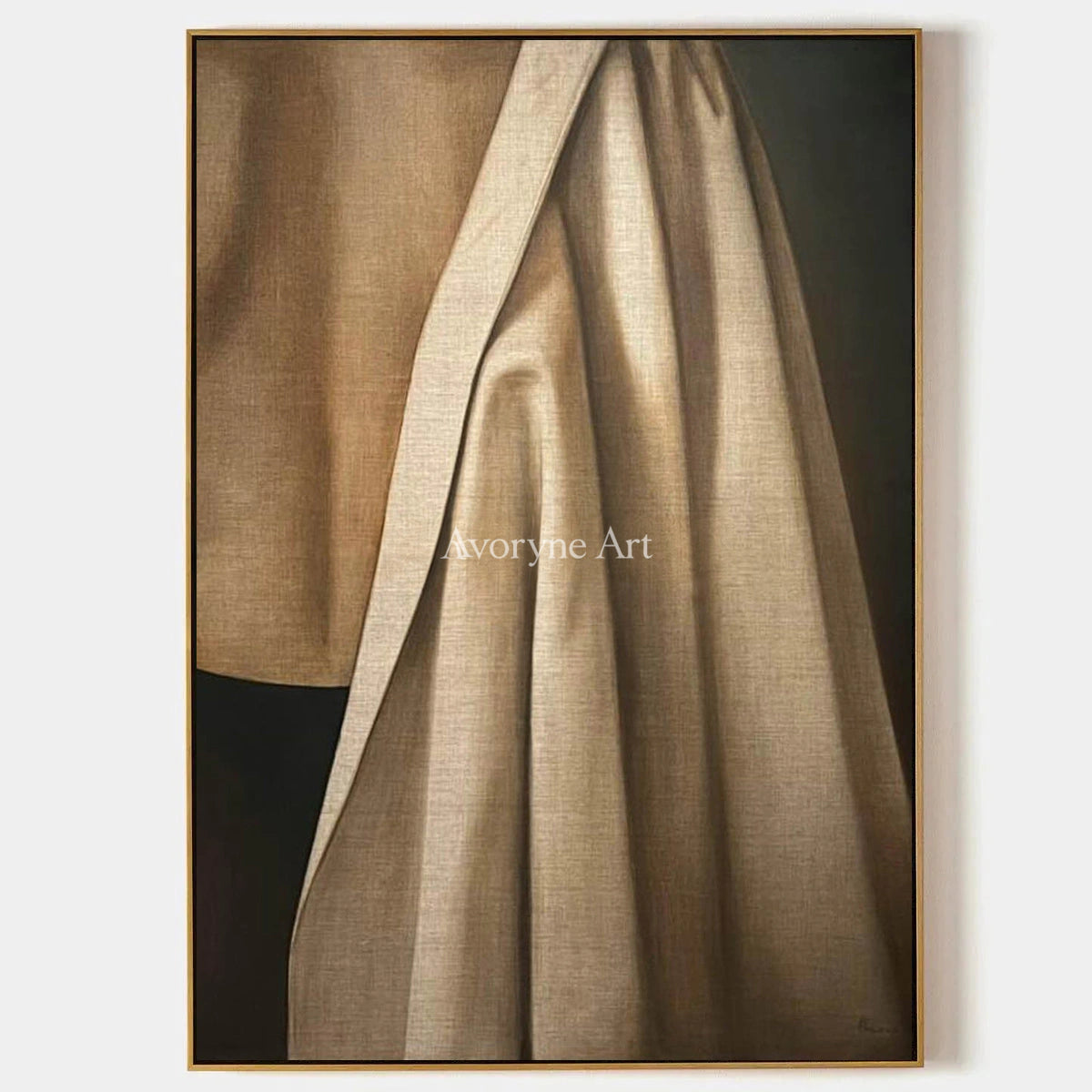 A Fold of Afternoon: Brown Draped Fabric Still Life Wall Art — primary