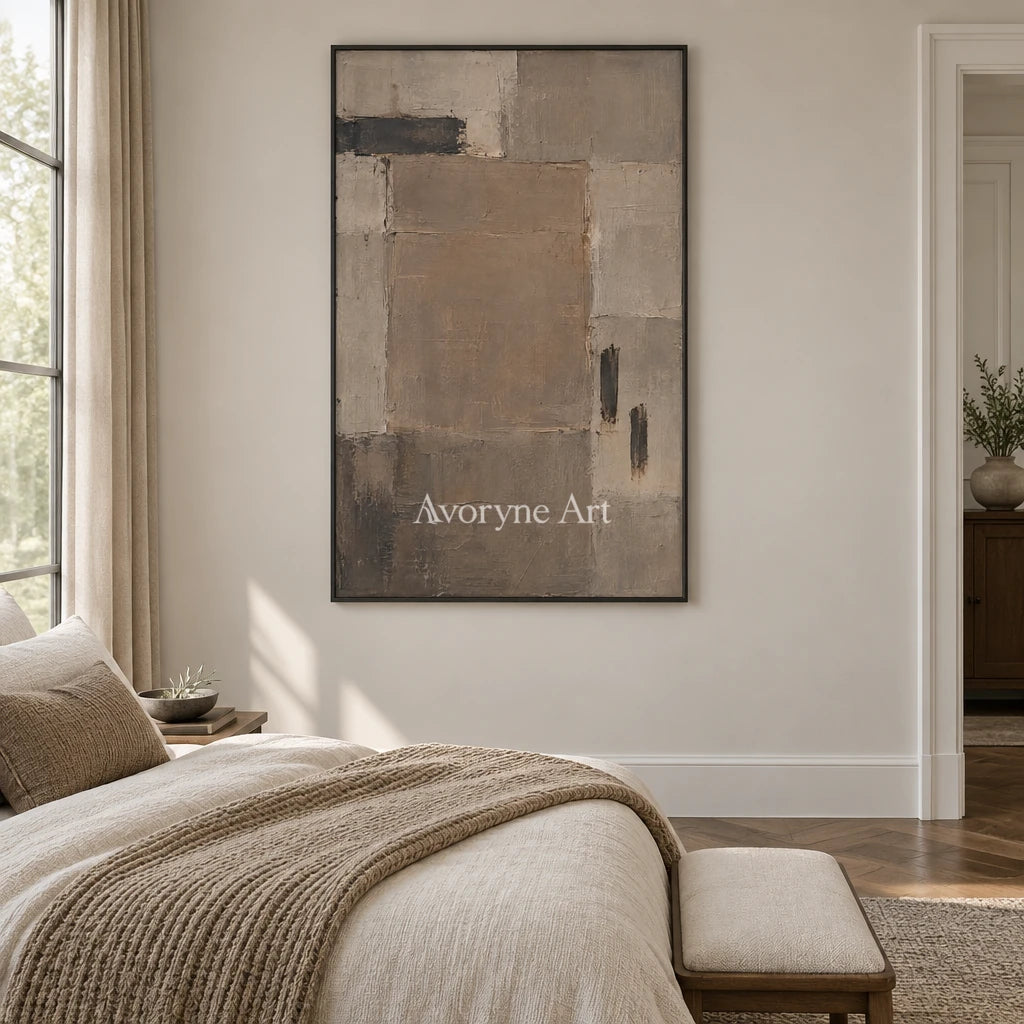 Umber Register: Brown Geometric Texture Art — bedroom black