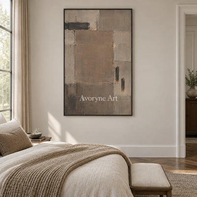 Umber Register: Brown Geometric Texture Art — bedroom black