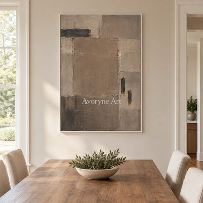 Umber Register: Brown Geometric Texture Art — dining white