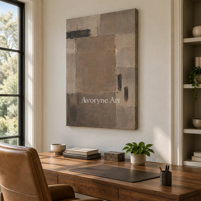 Umber Register: Brown Geometric Texture Art — office frameless