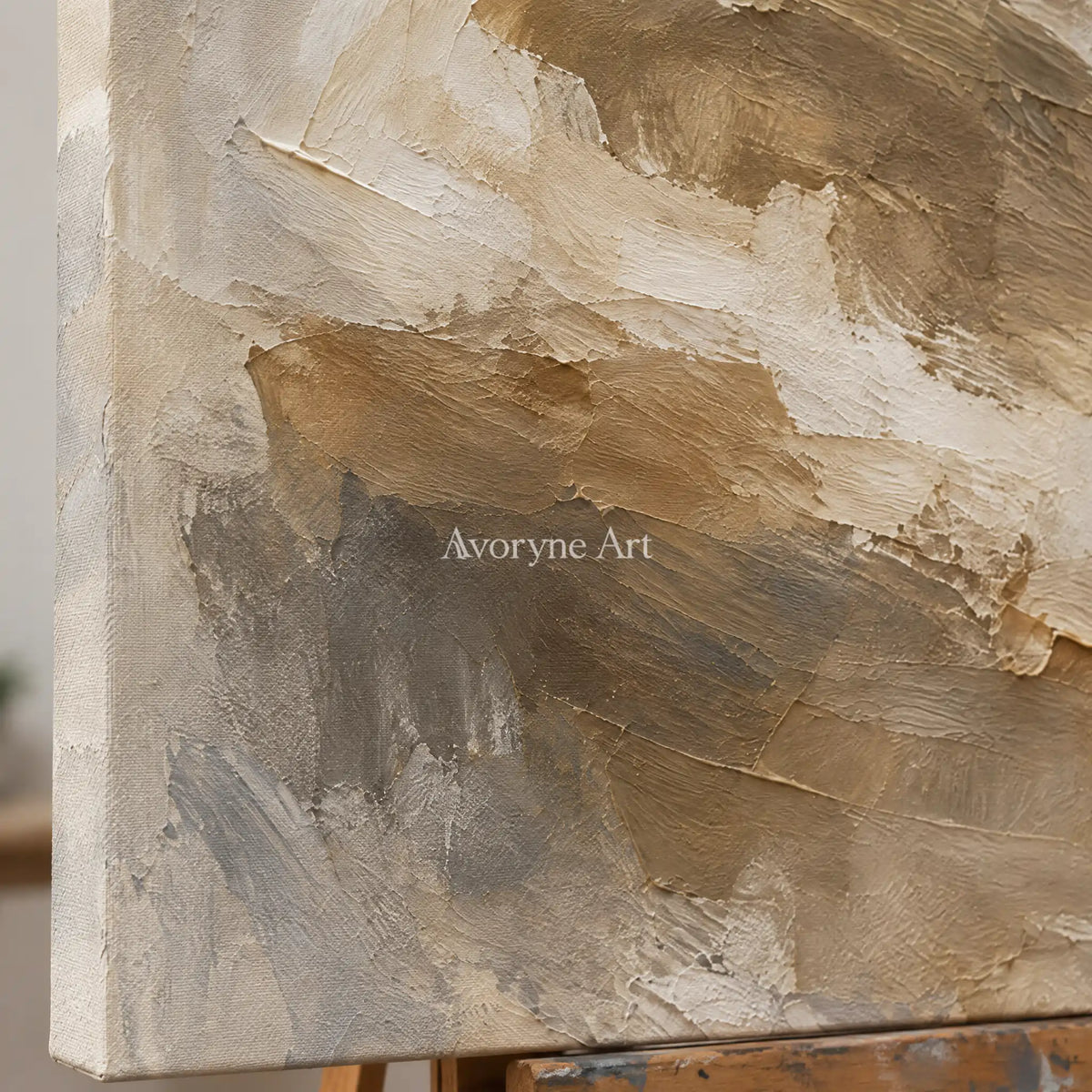 Earthen Drift: Brown Gestural Texture Art — detail easel