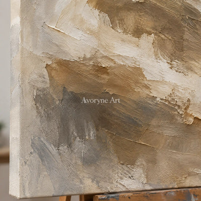 Earthen Drift: Brown Gestural Texture Art — detail easel