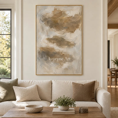 Earthen Drift: Brown Gestural Texture Art — living gold