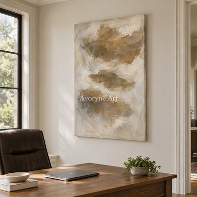 Earthen Drift: Brown Gestural Texture Art — office frameless