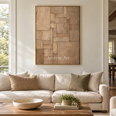 Sandstone Steps: Brown Layered Relief Wall Art — living gold