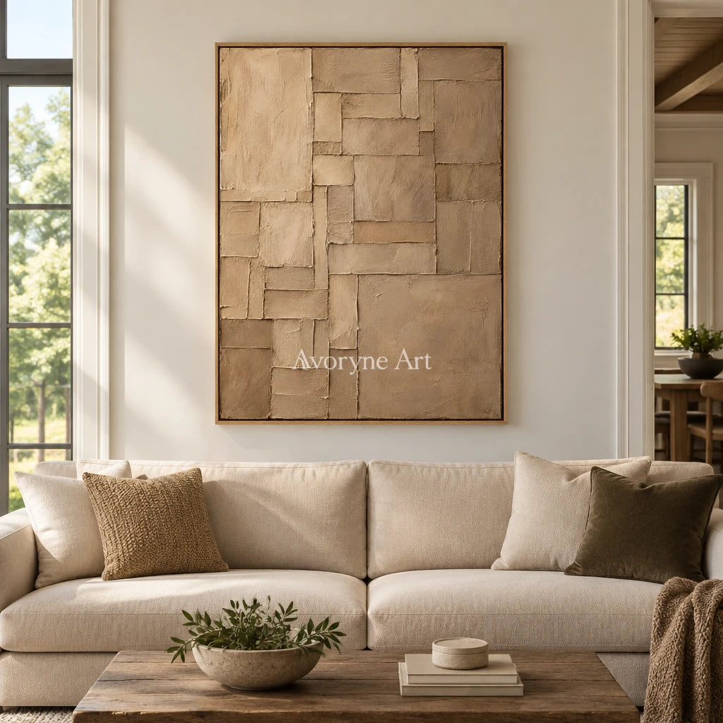 Sandstone Steps: Brown Layered Relief Wall Art — villa wood