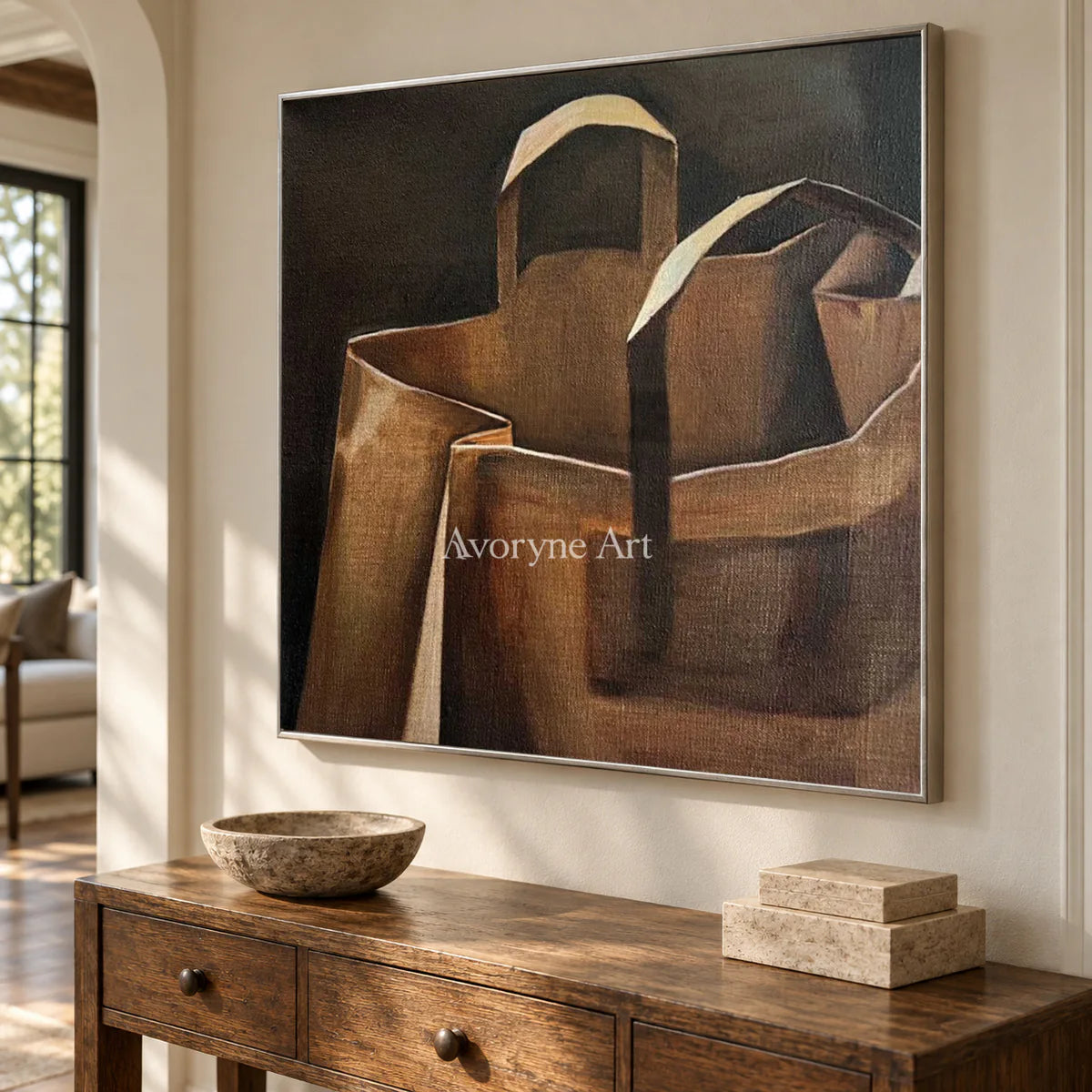 Folded Errand: Brown Paper Bag Still Life Wall Art — entry silver
