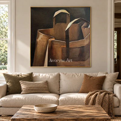 Folded Errand: Brown Paper Bag Still Life Wall Art — living gold