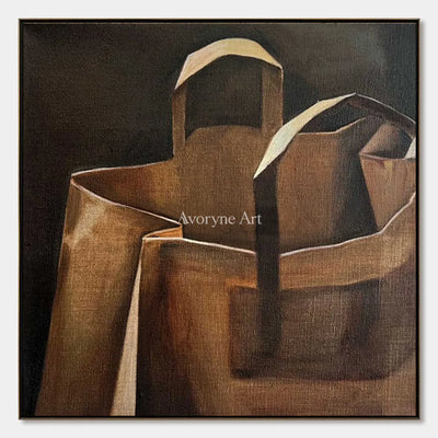Folded Errand: Brown Paper Bag Still Life Wall Art — primary