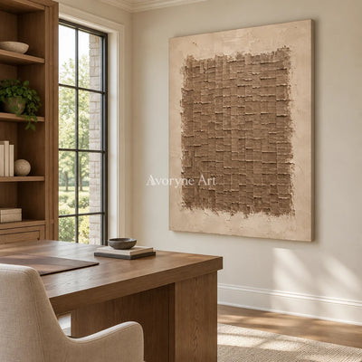 Terralune: Brown Relief Grid Wall Art — office frameless