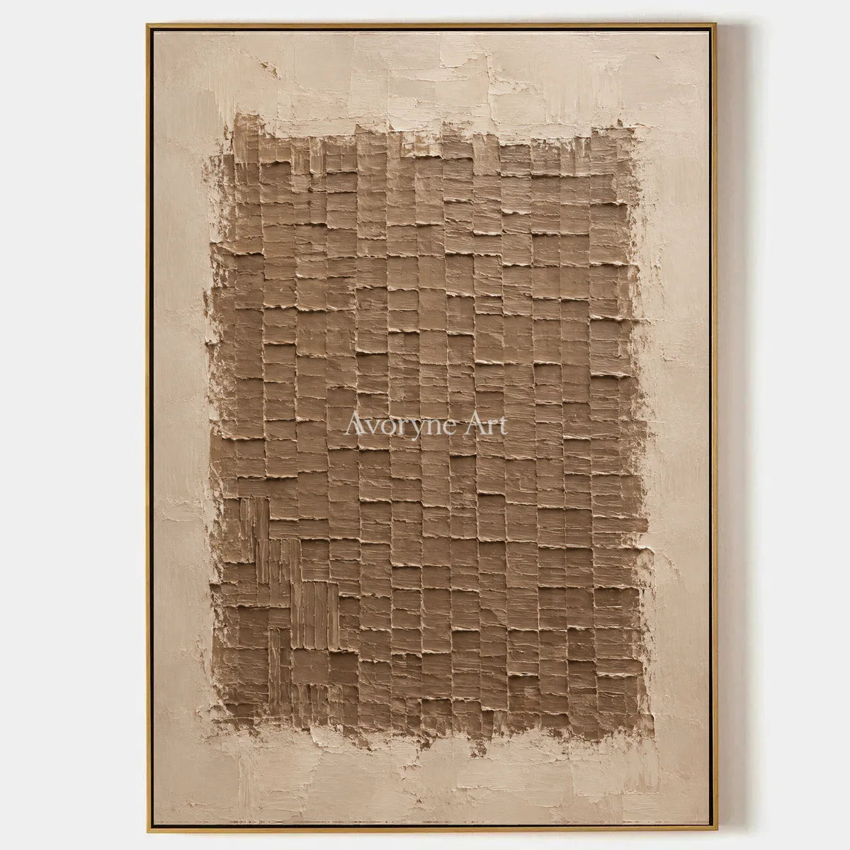 Terralune: Brown Relief Grid Wall Art — primary