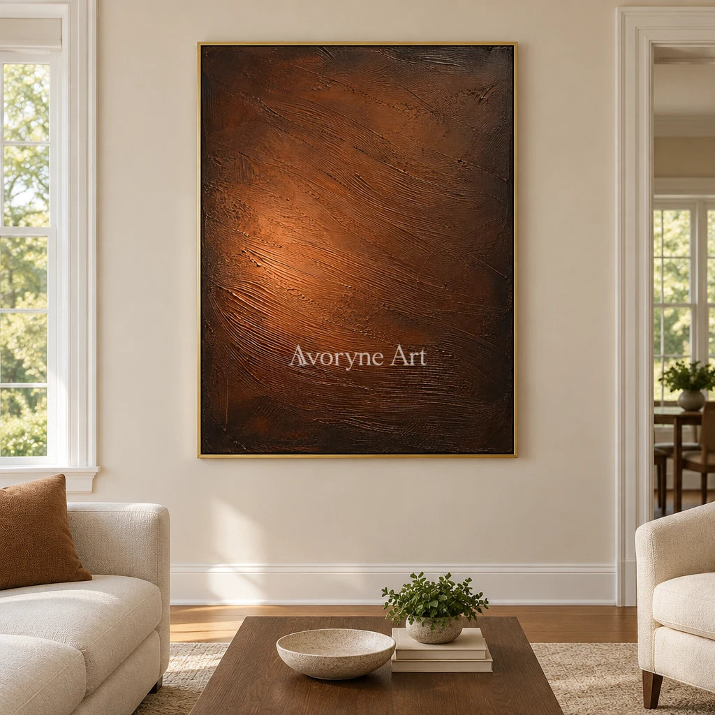 Copper Incline: Brown Textured Abstract Wall Art — living gold