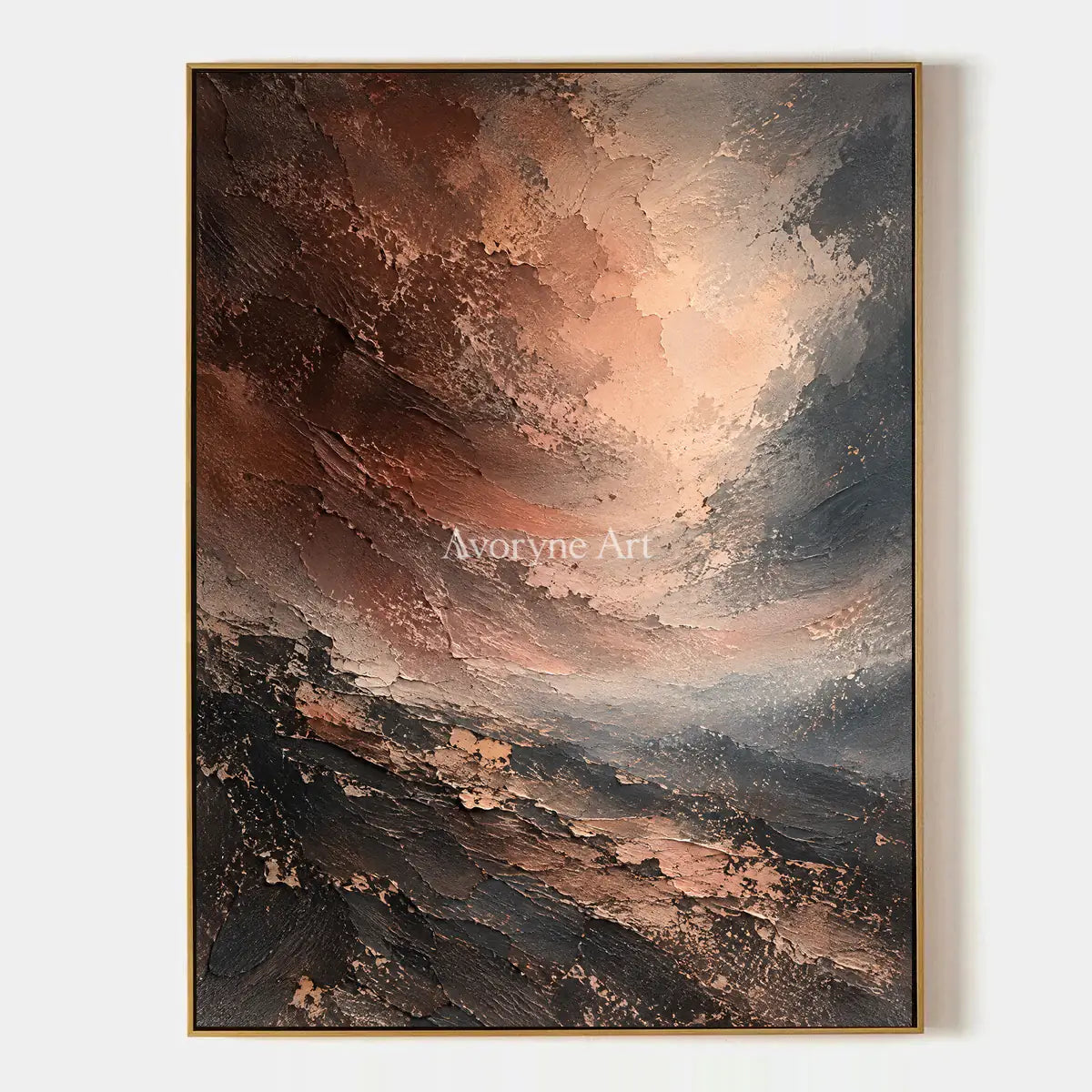 Copper Vortex: Brown Textured Abstract Wall Art — primary