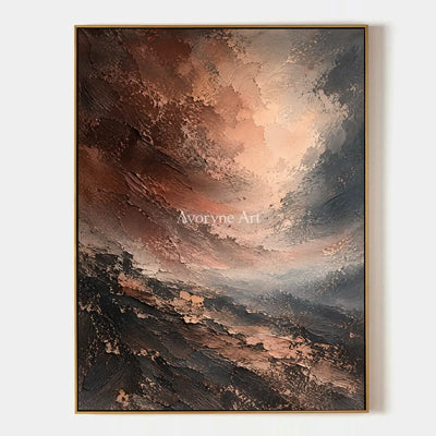 Copper Vortex: Brown Textured Abstract Wall Art — primary
