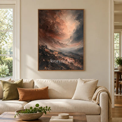 Copper Vortex: Brown Textured Abstract Wall Art — villa wood