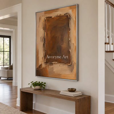 Umber Tablet: Brown Wabi-Sabi Textured Art Wall Art — entry silver