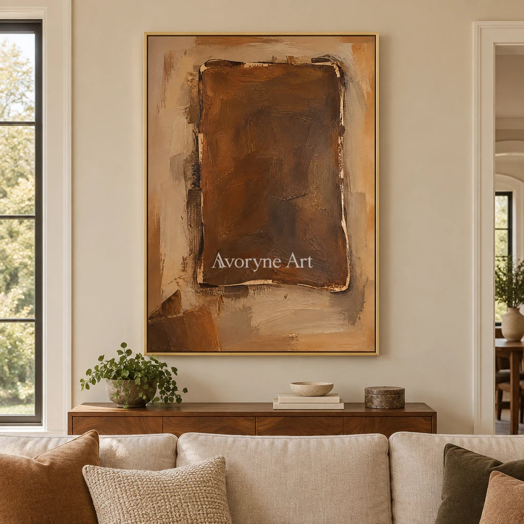 Umber Tablet: Brown Wabi-Sabi Textured Art Wall Art — living gold