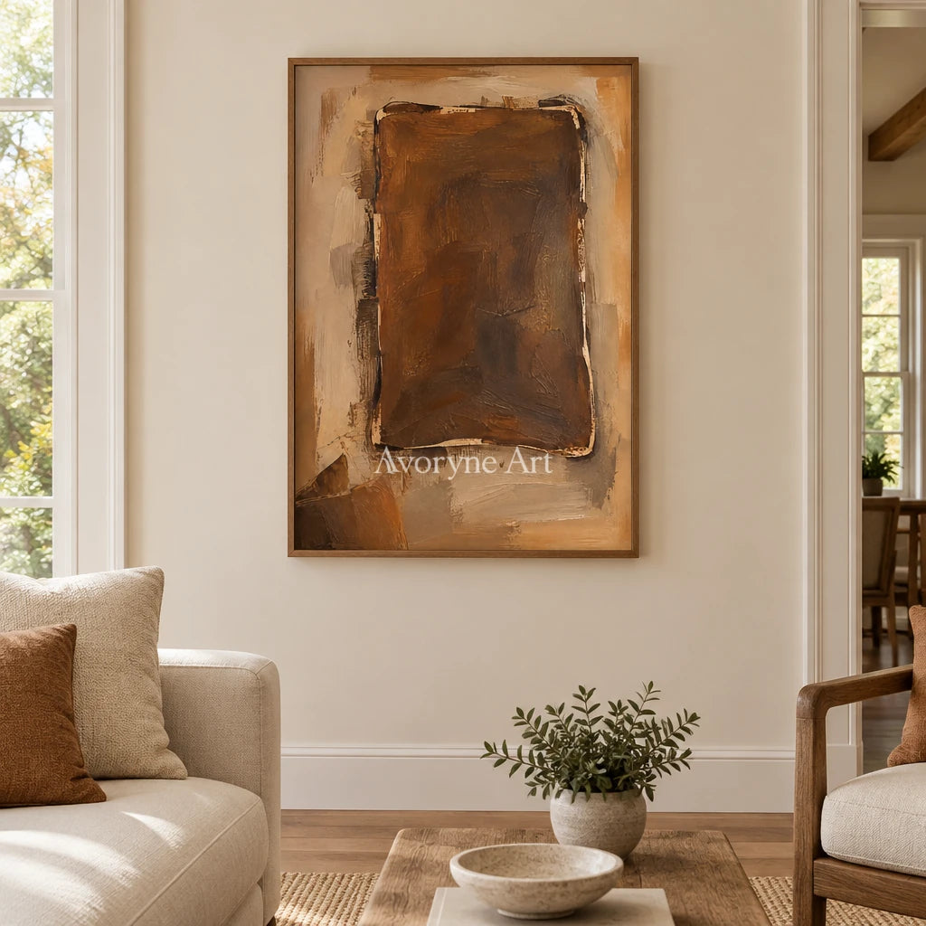 Umber Tablet: Brown Wabi-Sabi Textured Art Wall Art — villa wood