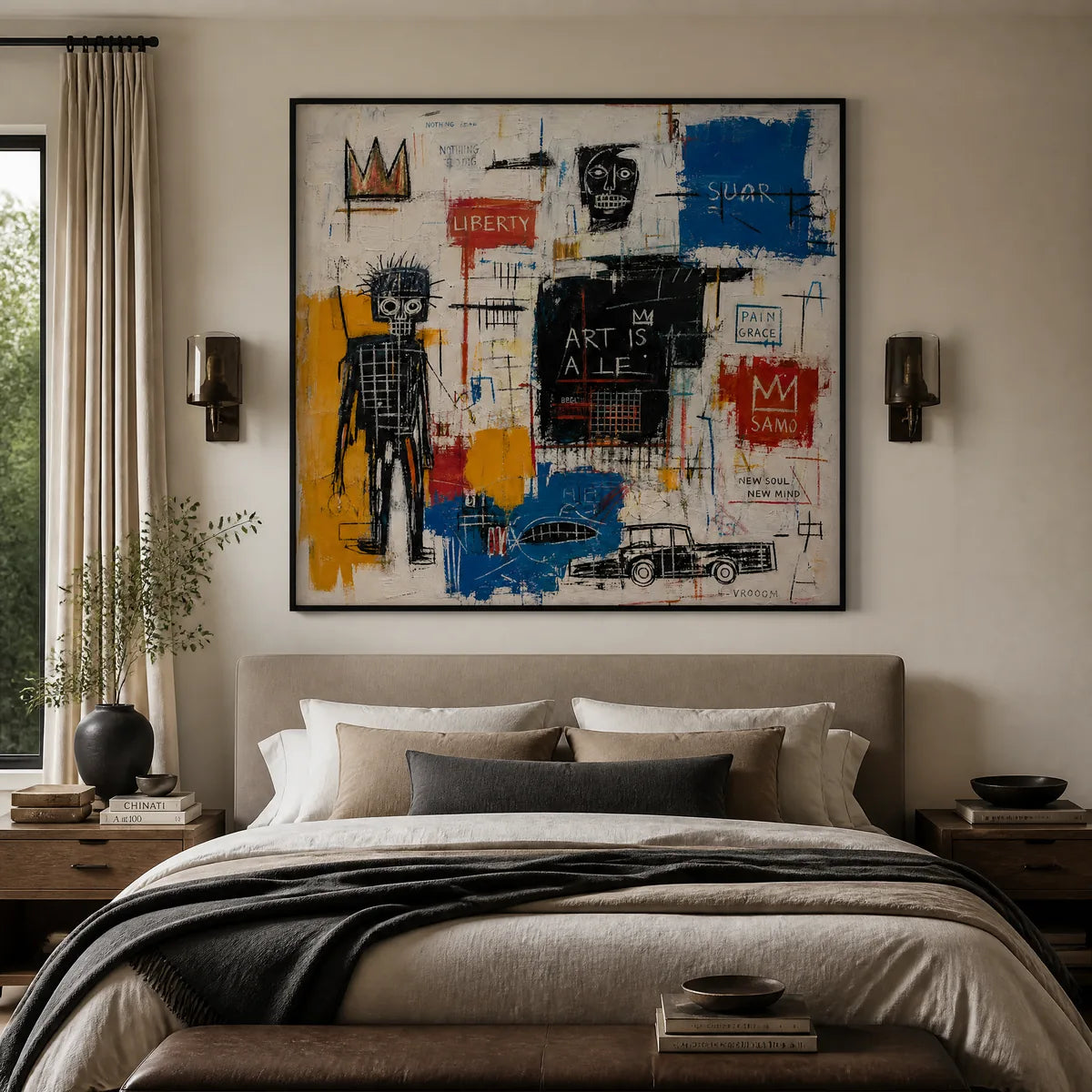 City Pulse: Urban Abstract Wall Art - bedroom black frame
