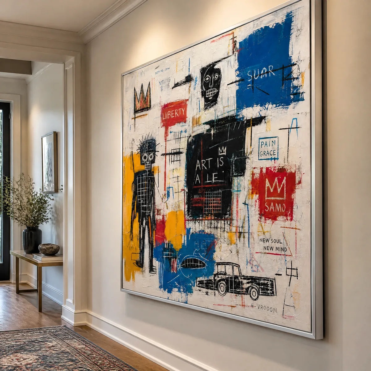City Pulse: Urban Abstract Wall Art - hallway silver frame