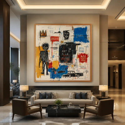 City Pulse: Urban Abstract Wall Art - hotel wood frame