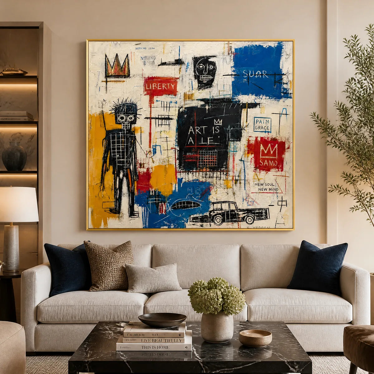 City Pulse: Urban Abstract Wall Art - living room gold frame