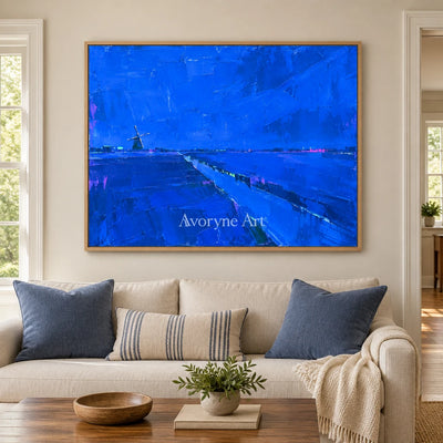 Tender Verse cityscape wall art with a wood frame in a villa living space