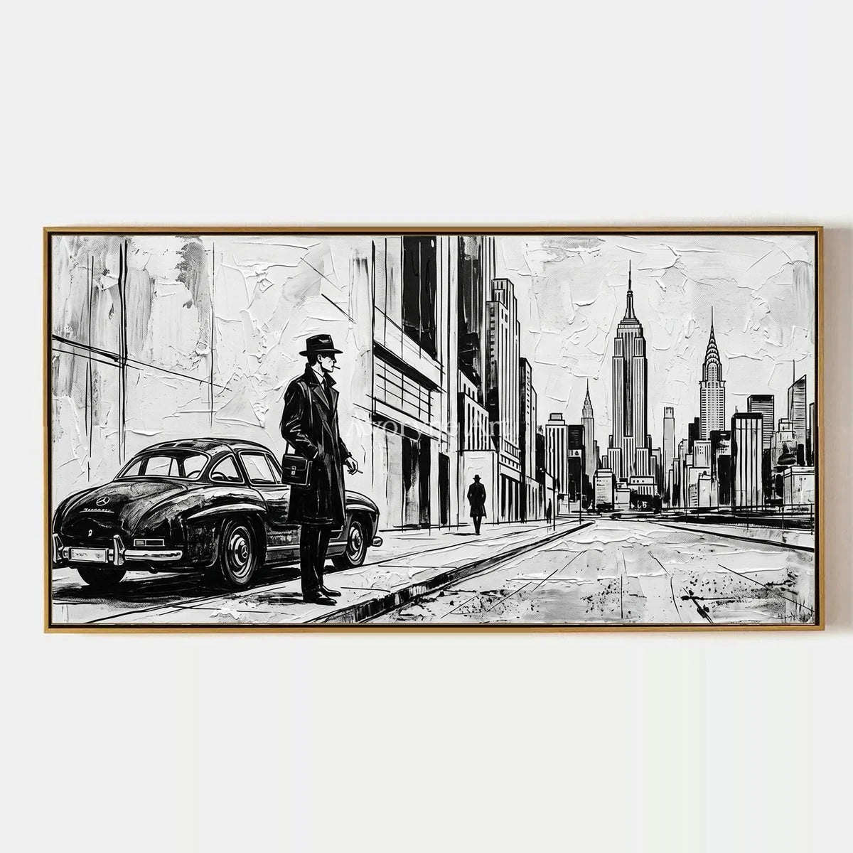 Silver Reverie, hand-painted cityscape wall art by Isabelle Marchand