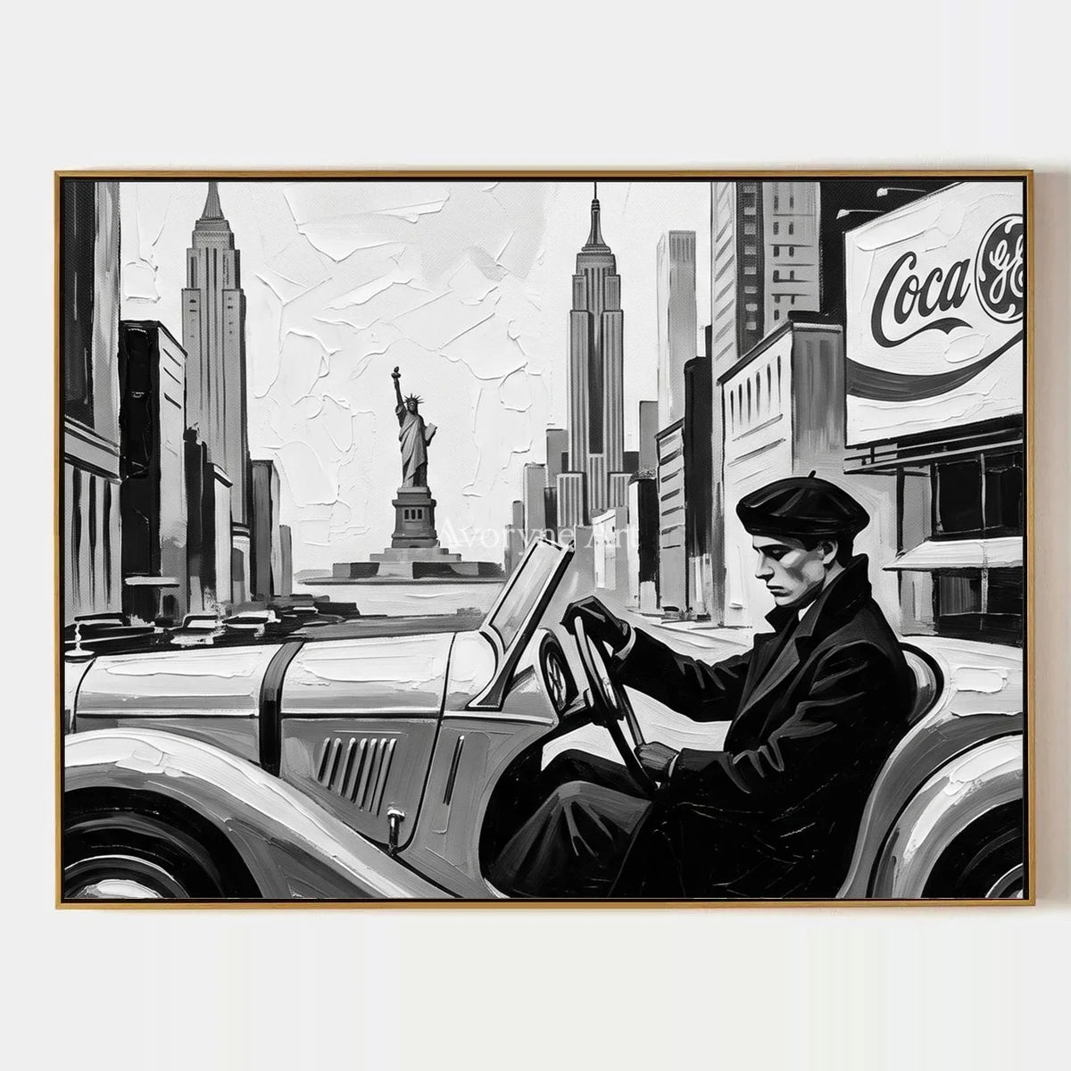 Silver Interval, hand-painted cityscape wall art by Isabelle Marchand