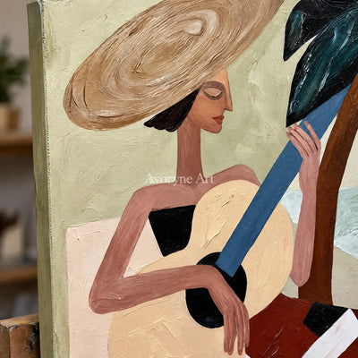 Ivory Winding Memory: Coastal Figure Art — detail easel