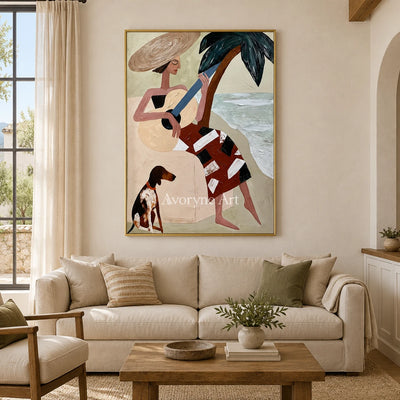 Ivory Winding Memory: Coastal Figure Art — living gold
