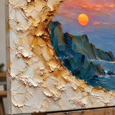Gilded Cove: Coastal Relief Window Wall Art — detail easel