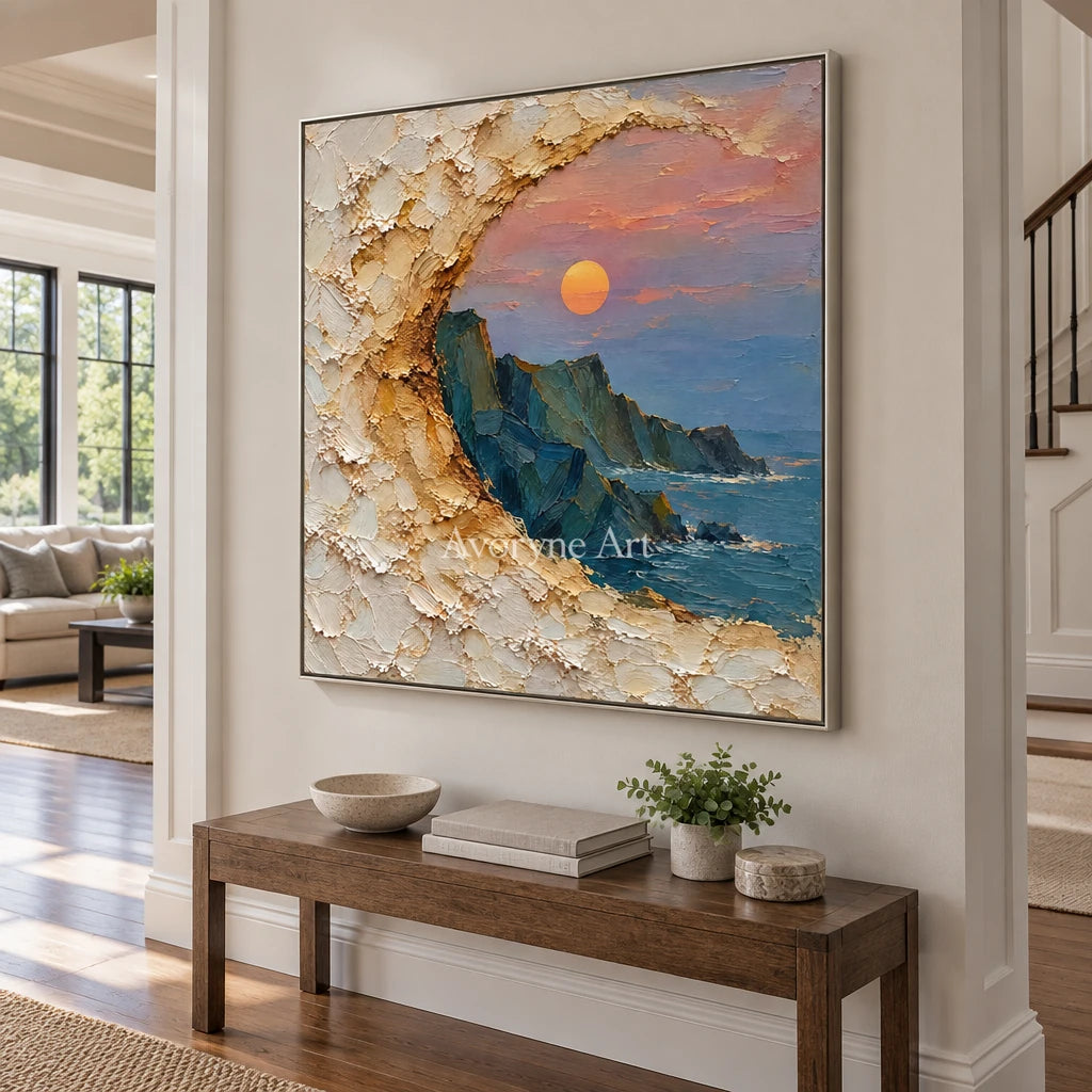 Gilded Cove: Coastal Relief Window Wall Art — entry silver