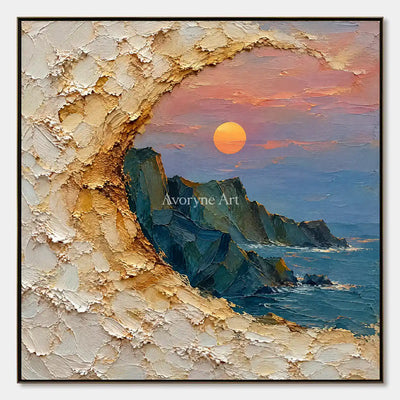 Gilded Cove: Coastal Relief Window Wall Art — primary