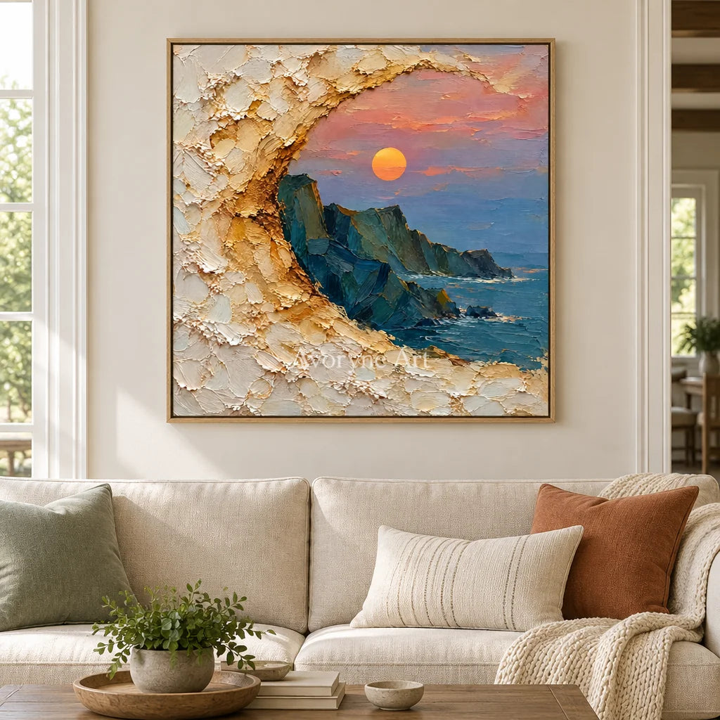 Gilded Cove: Coastal Relief Window Wall Art — villa wood