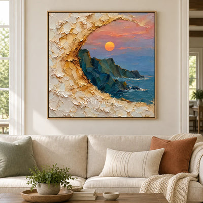 Gilded Cove: Coastal Relief Window Wall Art — villa wood