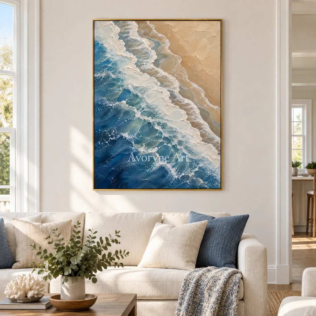 Blue Approach: Coastal Wave Texture Wall Art — living gold