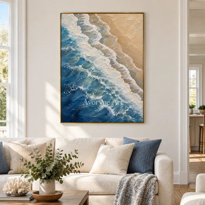 Blue Approach: Coastal Wave Texture Wall Art — living gold